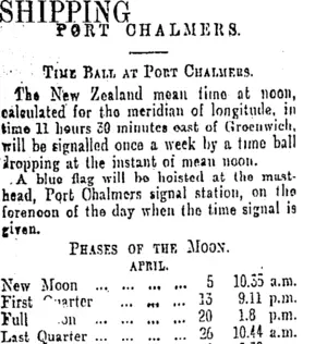 SHIPPING. (Otago Daily Times 25-4-1905)