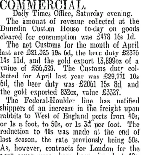 COMMERCIAL. (Otago Daily Times 1-5-1905)
