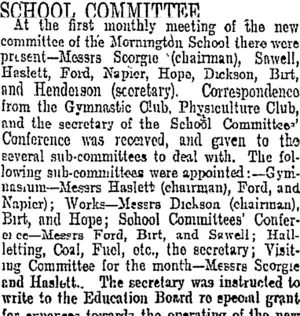 SCHOOL COMMITTEE (Otago Daily Times 18-5-1905)