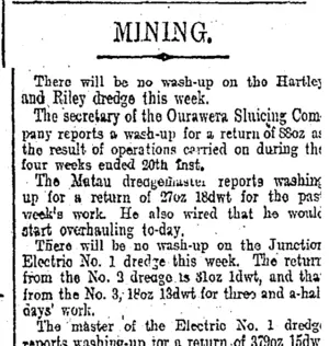 MINING. (Otago Daily Times 27-5-1905)