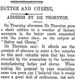BUTTER AND CHEESE. (Otago Daily Times 17-6-1905)
