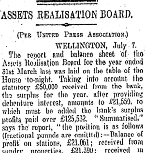 ASSETS REALISATION BOARD. (Otago Daily Times 8-7-1905)