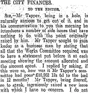 THE CITY FINANCES. (Otago Daily Times 3-8-1905)