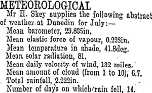 METEOROLOGICAL. (Otago Daily Times 10-8-1905)