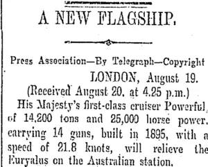 A NEW FLAGSHIP. (Otago Daily Times 21-8-1905)