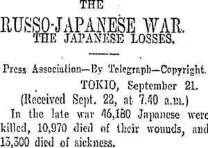 THE RUSSO-JAPANESE WAR. (Otago Daily Times 23-9-1905)