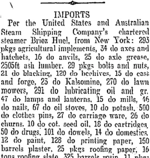 IMPORTS (Otago Daily Times 4-10-1905)