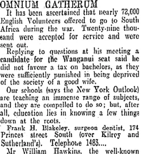 OMNIUM GATHERUM. (Otago Daily Times 6-10-1905)