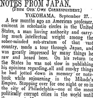 NOTES FROM JAPAN. (Otago Daily Times 27-11-1905)