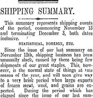 SHIPPING SUMMARY. (Otago Daily Times 4-12-1905)