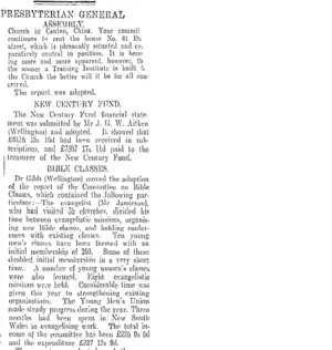 PRESBYTERIAN GENERAL ASSEMBLY. (Otago Daily Times 4-12-1905)