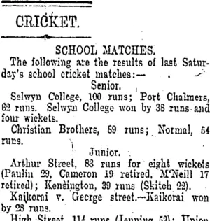 CRICKET. (Otago Daily Times 1-12-1905)