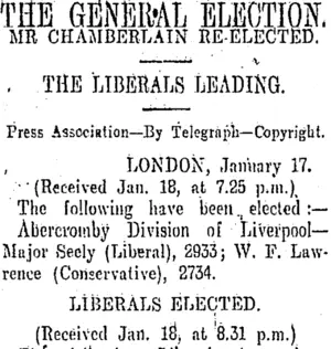 THE GENERAL ELECTION. (Otago Daily Times 19-1-1906)