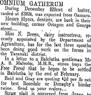 OMNIUM GATHERUM. (Otago Daily Times 20-1-1906)