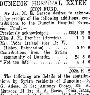 DUNEDIN HOSPITAL EXTENSION FUND. (Otago Daily Times 1-2-1906)
