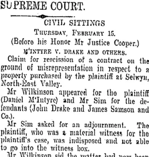SUPREME COURT. (Otago Daily Times 16-2-1906)