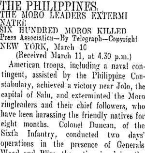 THE PHILIPPINES. (Otago Daily Times 12-3-1906)