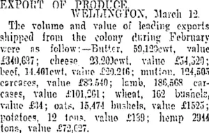 EXPORT OF PRODUCE. (Otago Daily Times 13-3-1906)