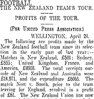 FOOTBALL. (Otago Daily Times 25-4-1906)