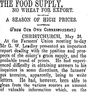 THE FOOD SUPPLY. (Otago Daily Times 25-5-1906)