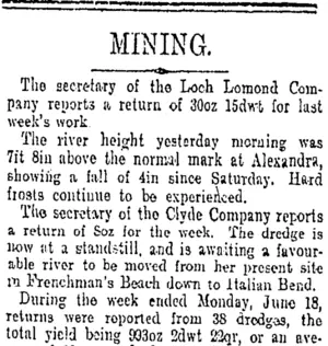 MINING. (Otago Daily Times 19-6-1906)