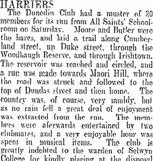 HARRIERS. (Otago Daily Times 9-7-1906)