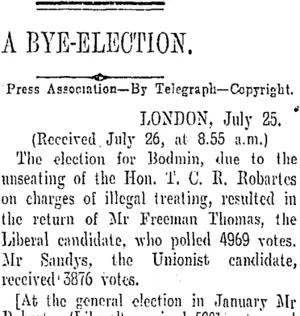 A BYE-ELECTION. (Otago Daily Times 27-7-1906)