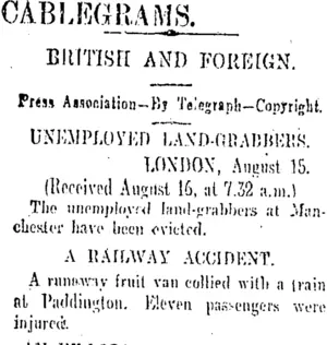 CABLEGRAMS. (Otago Daily Times 17-8-1906)