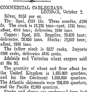 COMMERCIAL CABLEGRAMS. (Otago Daily Times 4-10-1906)