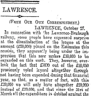 LAWRENCE. (Otago Daily Times 29-10-1906)