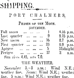 SHIPPING. (Otago Daily Times 5-11-1906)