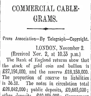 COMMERCIAL CABLEGRAMS. (Otago Daily Times 3-11-1906)