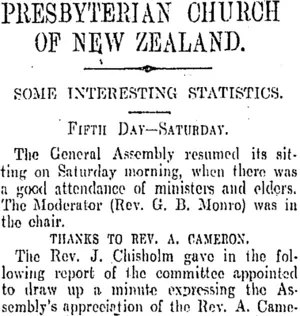 PRESBYTERIAN CHURCH OF NEW ZEALAND. (Otago Daily Times 12-11-1906)