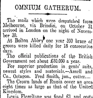 OMNIUM GATHERUM. (Otago Daily Times 5-12-1906)