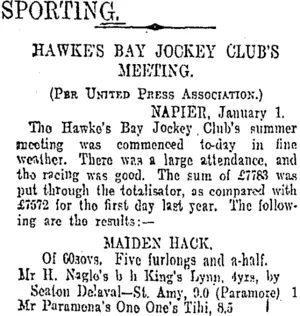 SPORTING. (Otago Daily Times 4-1-1907)
