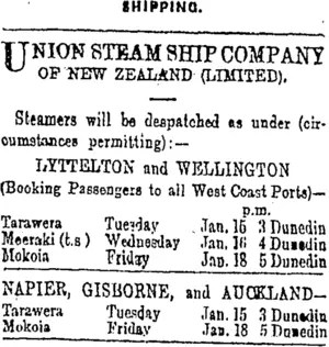 Page 1 Advertisements Column 2 (Otago Daily Times 15-1-1907)