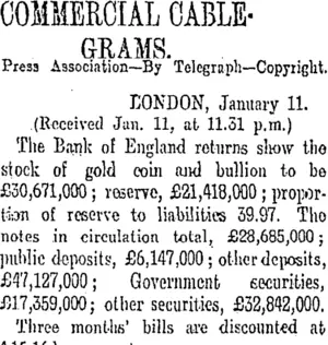 COMMERCIAL CABLEGRAMS. (Otago Daily Times 12-1-1907)
