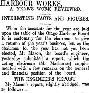 HARBOUR WORKS. (Otago Daily Times 1-2-1907)