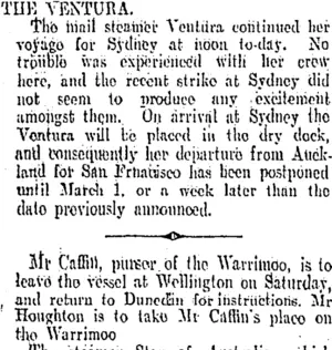 THE VENTURA. (Otago Daily Times 14-2-1907)