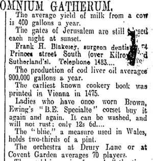 OMNIUM GATHERUM. (Otago Daily Times 14-2-1907)