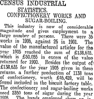 CENSUS INDUSTRIAL STATISTICS. (Otago Daily Times 28-2-1907)