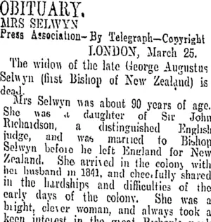 OBITUARY. (Otago Daily Times 27-3-1907)