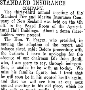 STANDARD INSURANCE COMPANY. (Otago Daily Times 1-4-1907)