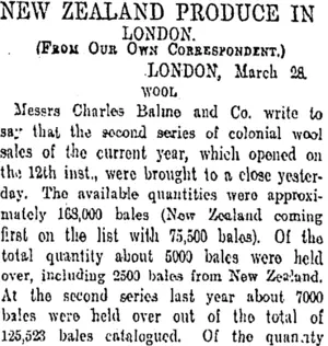 NEW ZEALAND PRODUCE IN LONDON. (Otago Daily Times 16-5-1907)