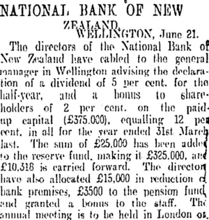 NATIONAL BANK OF NEW ZEALAND. (Otago Daily Times 24-6-1907)