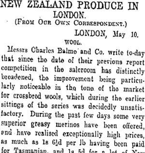 NEW ZEALAND PRODUCE IN LONDON. (Otago Daily Times 27-6-1907)