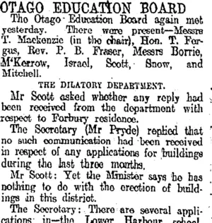 OTAGO EDUCATION BOARD. (Otago Daily Times 16-8-1907)