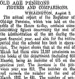 OLD AGE PENSIONS. (Otago Daily Times 19-8-1907)
