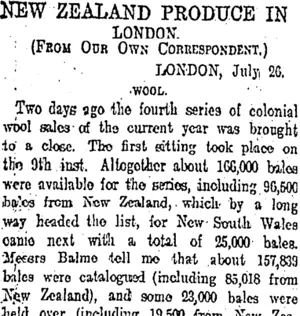 NEW ZEALAND PRODUCE IN LONDON. (Otago Daily Times 7-9-1907)