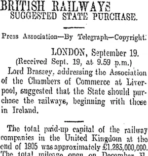 BRITISH RAILWAYS (Otago Daily Times 20-9-1907)